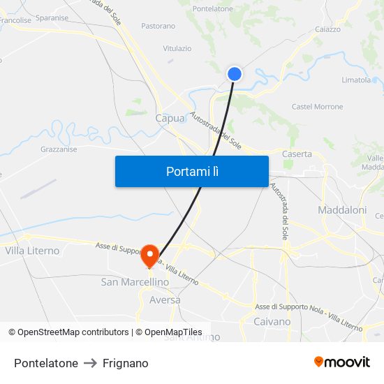 Pontelatone to Frignano map