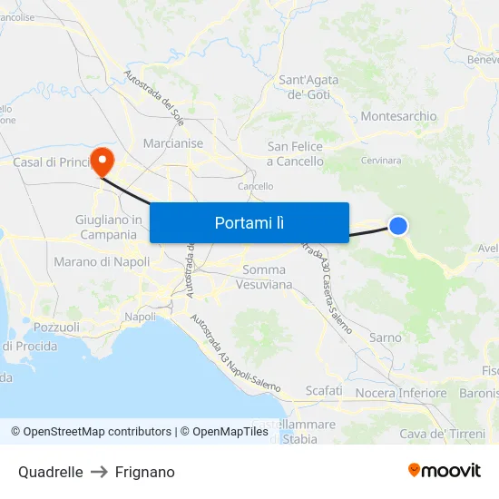 Quadrelle to Frignano map