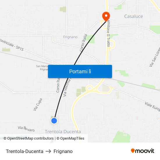 Trentola-Ducenta to Frignano map