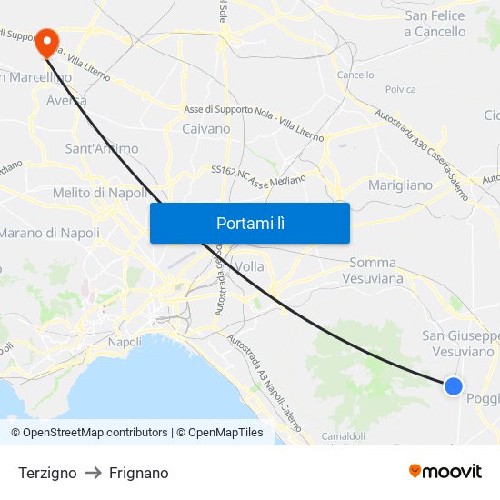 Terzigno to Frignano map