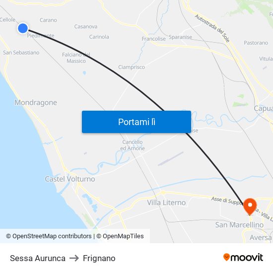 Sessa Aurunca to Frignano map