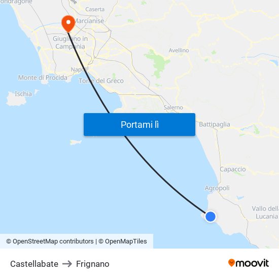 Castellabate to Frignano map