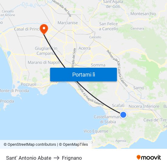 Sant' Antonio Abate to Frignano map