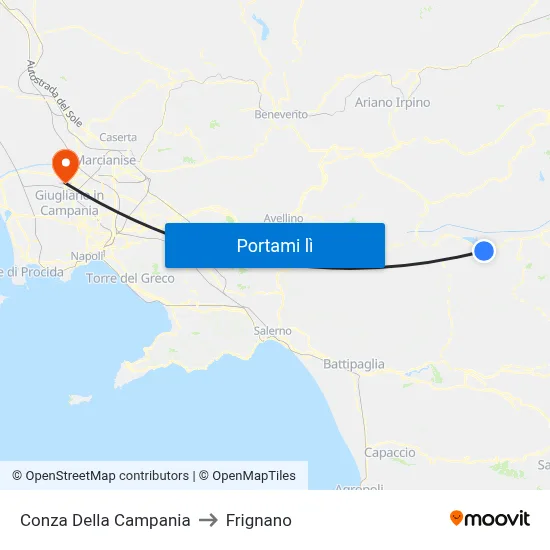 Conza Della Campania to Frignano map