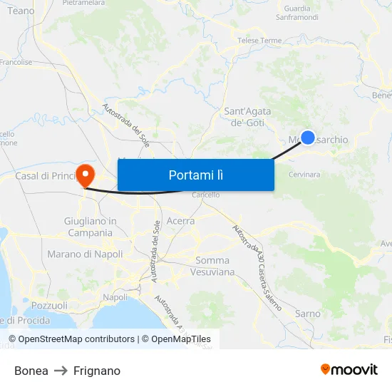 Bonea to Frignano map