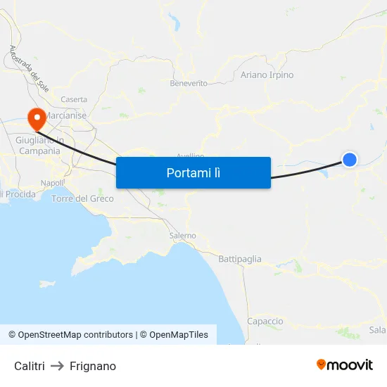 Calitri to Frignano map