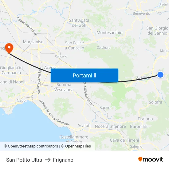 San Potito Ultra to Frignano map