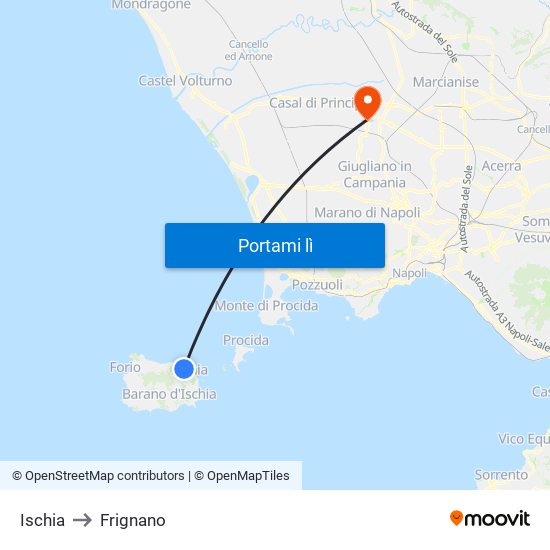 Ischia to Frignano map