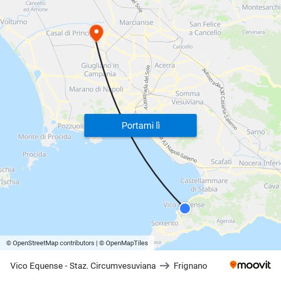 Vico Equense - Staz. Circumvesuviana to Frignano map