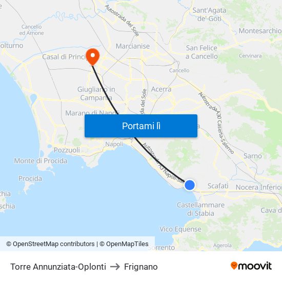 Torre Annunziata-Oplonti to Frignano map