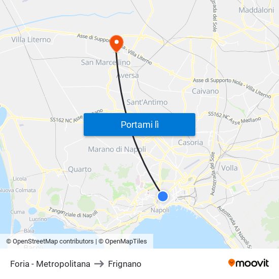 Foria - Metropolitana to Frignano map