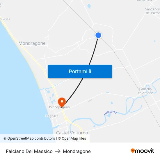 Falciano Del Massico to Mondragone map