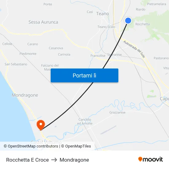 Rocchetta E Croce to Mondragone map