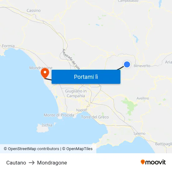 Cautano to Mondragone map