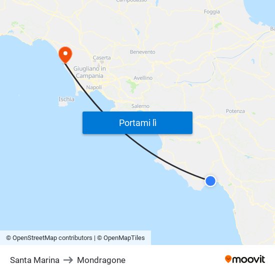 Santa Marina to Mondragone map