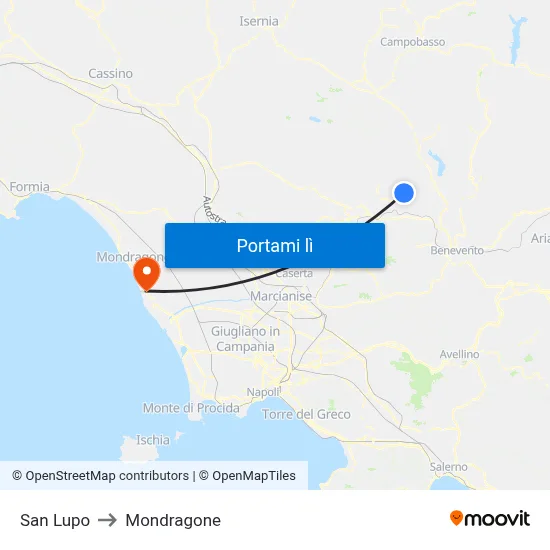 San Lupo to Mondragone map