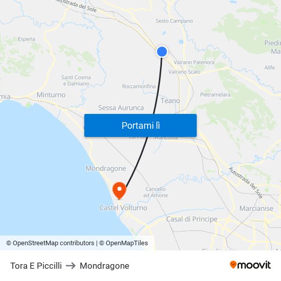 Tora E Piccilli to Mondragone map