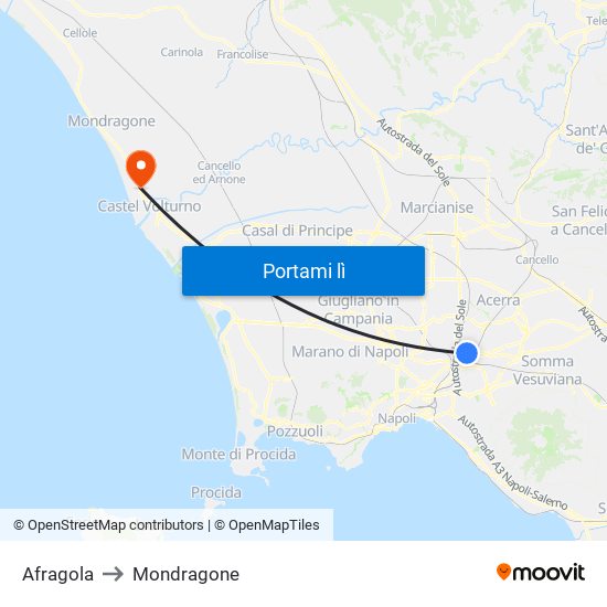 Afragola to Mondragone map