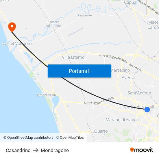 Casandrino to Mondragone map