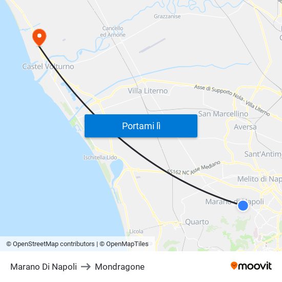 Marano Di Napoli to Mondragone map