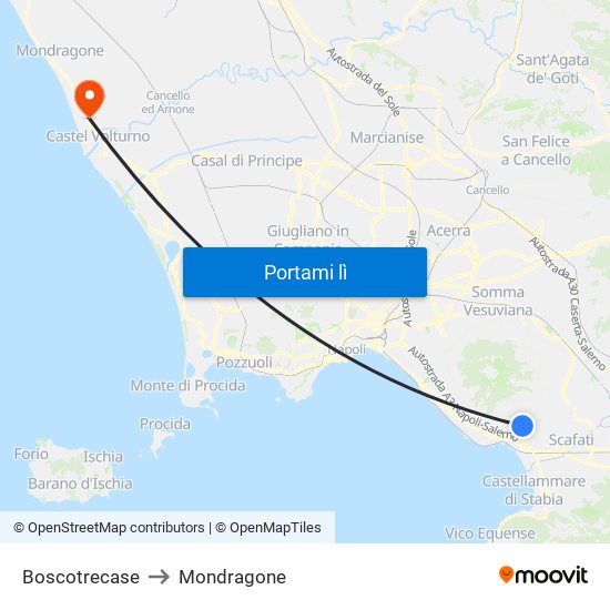 Boscotrecase to Mondragone map