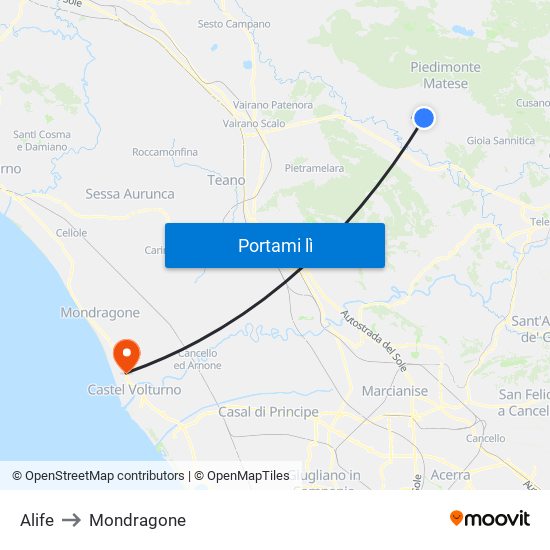 Alife to Mondragone map