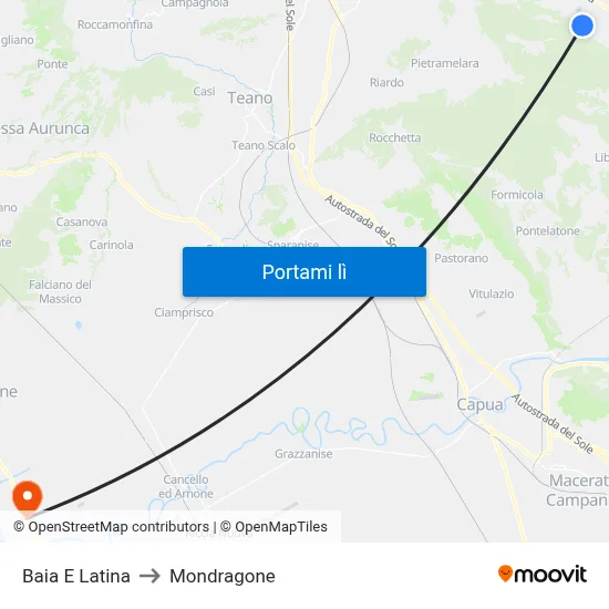 Baia E Latina to Mondragone map