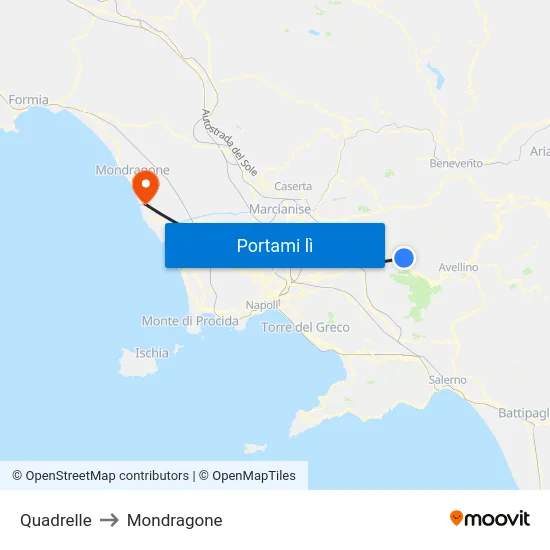 Quadrelle to Mondragone map