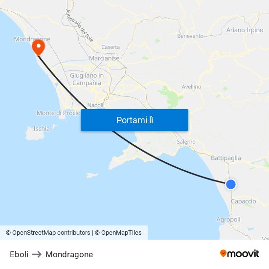 Eboli to Mondragone map