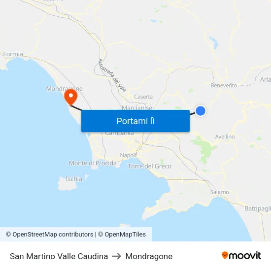 San Martino Valle Caudina to Mondragone map