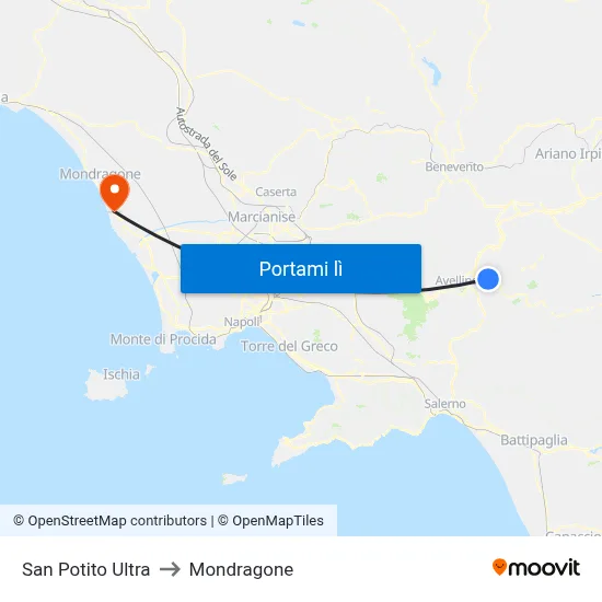 San Potito Ultra to Mondragone map