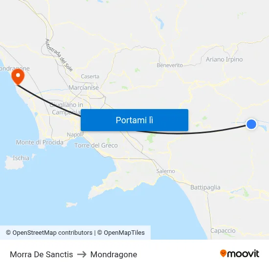 Morra De Sanctis to Mondragone map