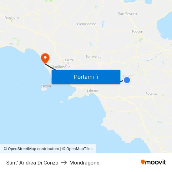 Sant' Andrea Di Conza to Mondragone map