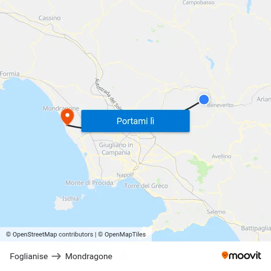 Foglianise to Mondragone map