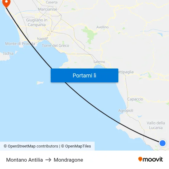 Montano Antilia to Mondragone map