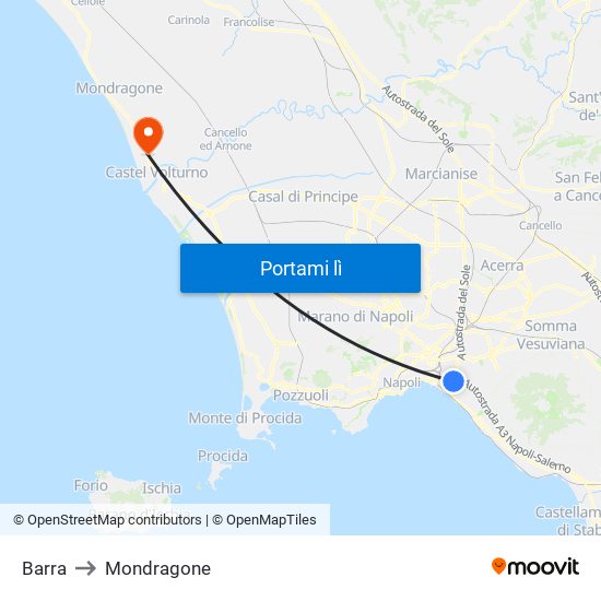 Barra to Mondragone map