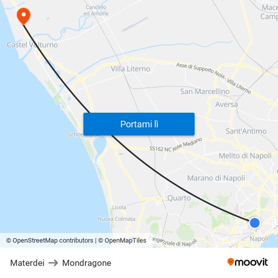 Materdei to Mondragone map