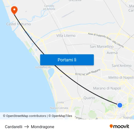 Cardarelli to Mondragone map