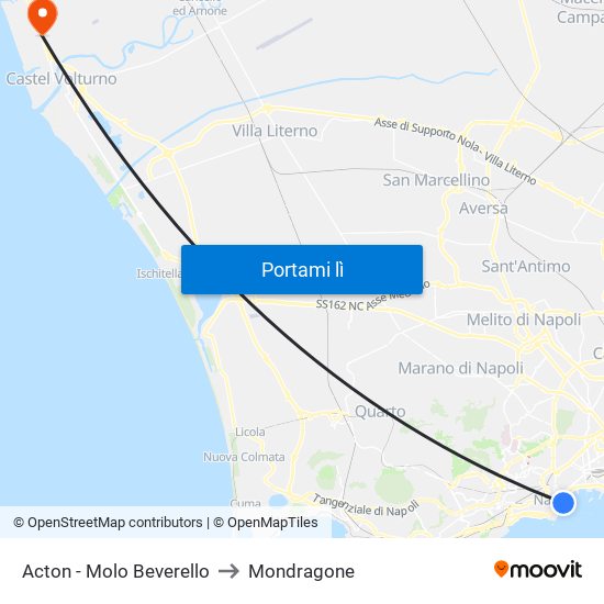 Acton - Molo Beverello to Mondragone map