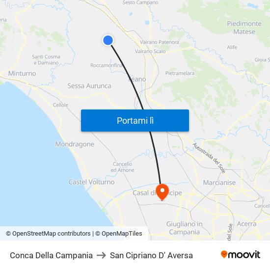 Conca Della Campania to San Cipriano D' Aversa map