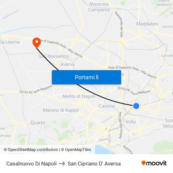 Casalnuovo Di Napoli to San Cipriano D' Aversa map