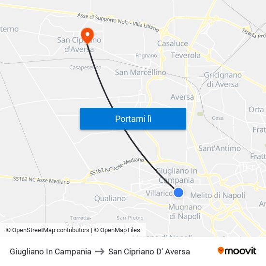 Giugliano In Campania to San Cipriano D' Aversa map
