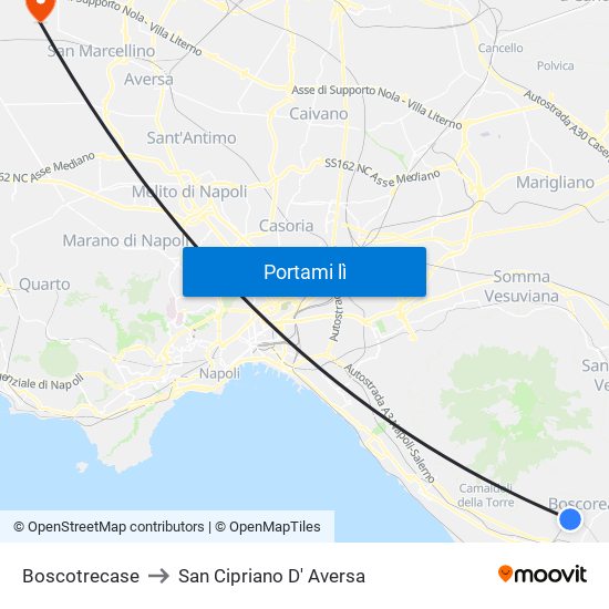 Boscotrecase to San Cipriano D' Aversa map