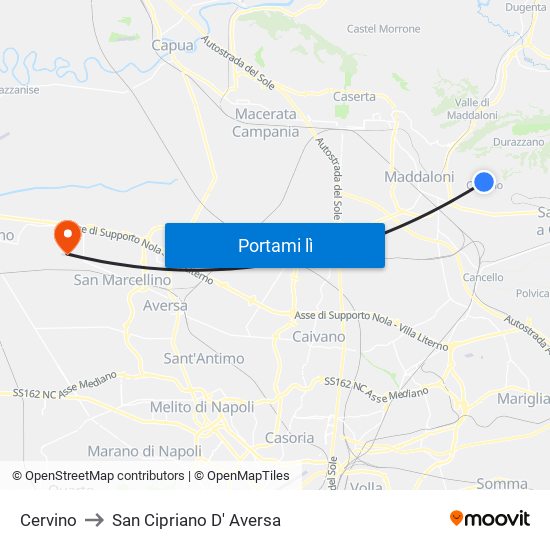 Cervino to San Cipriano D' Aversa map