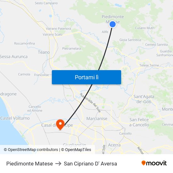 Piedimonte Matese to San Cipriano D' Aversa map