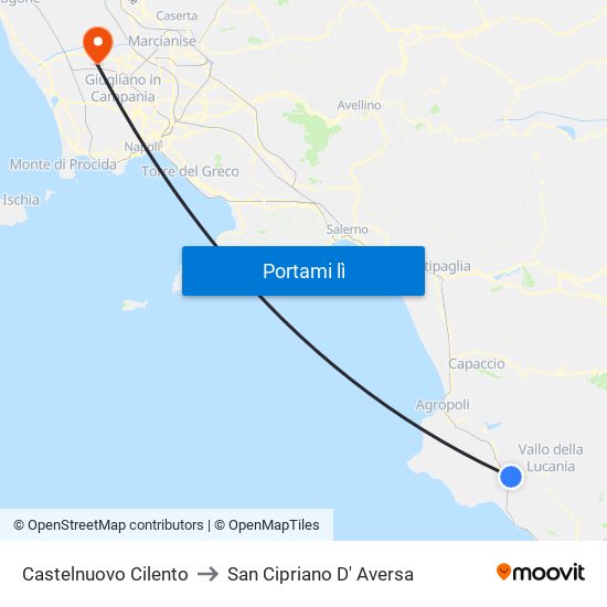 Castelnuovo Cilento to San Cipriano D' Aversa map