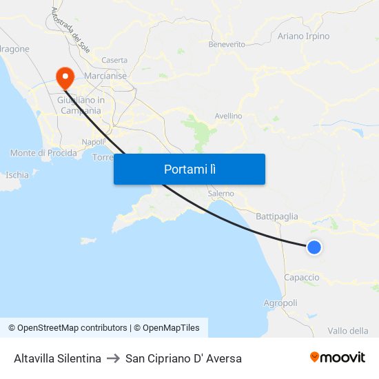 Altavilla Silentina to San Cipriano D' Aversa map