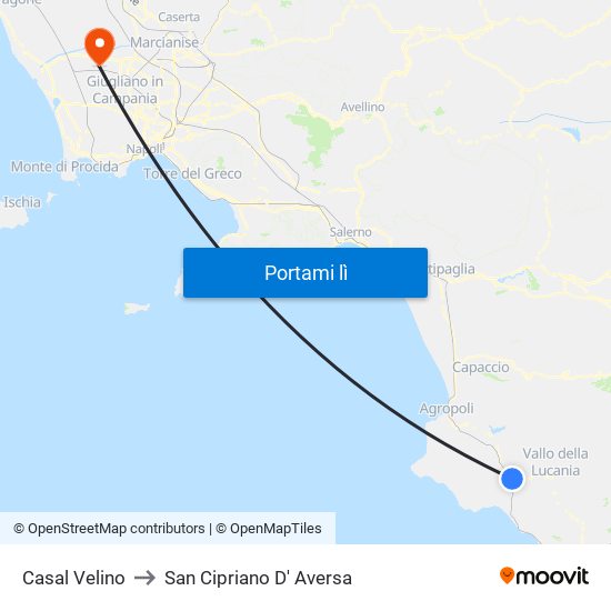 Casal Velino to San Cipriano D' Aversa map
