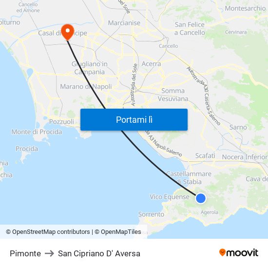 Pimonte to San Cipriano D' Aversa map