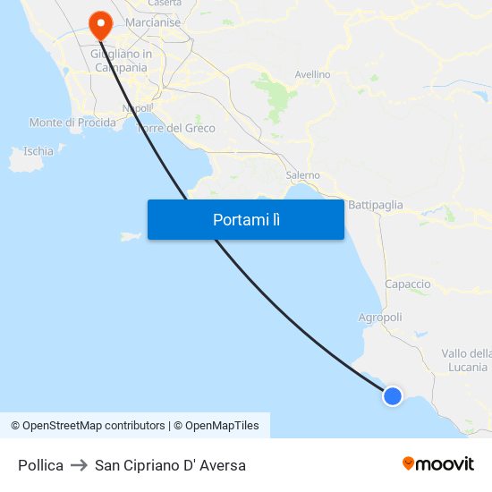 Pollica to San Cipriano D' Aversa map